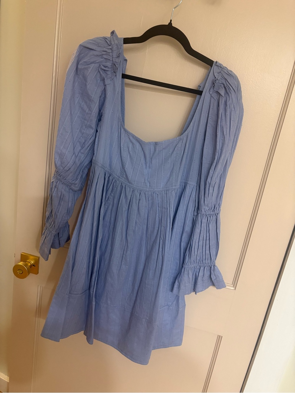Pilcro Powder Blue Puff-Sleeve Mini Dress